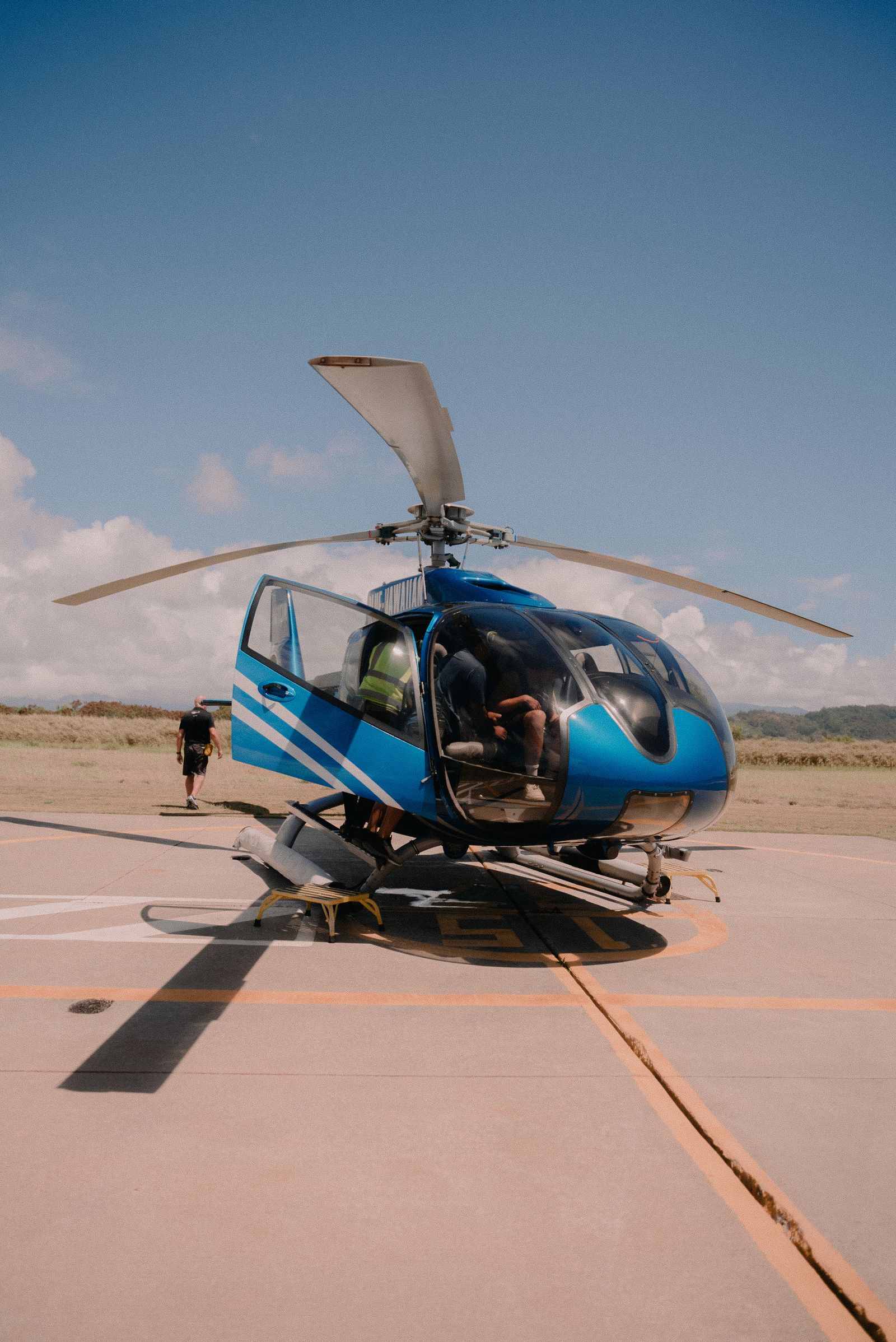 Helicopter on a helipad